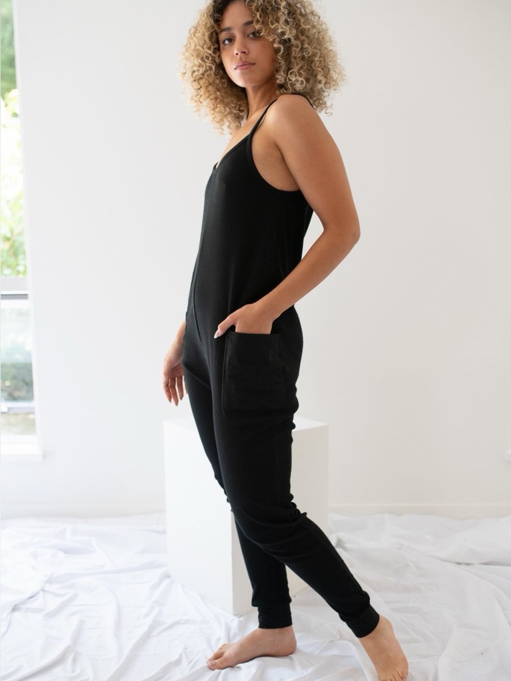 Paper Label Nicola Women’s Black Sleeveless Jumpsuit with Pockets